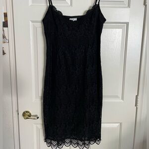 NSR black lace midi dress